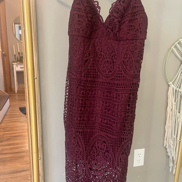 Bardot Deep Red Lace Dress - Picture 2 of 4